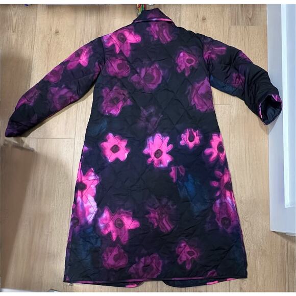 Rachel Comey Target Quilted jacket, long,  Snaps, smudge print purple pink - Picture 3 of 7